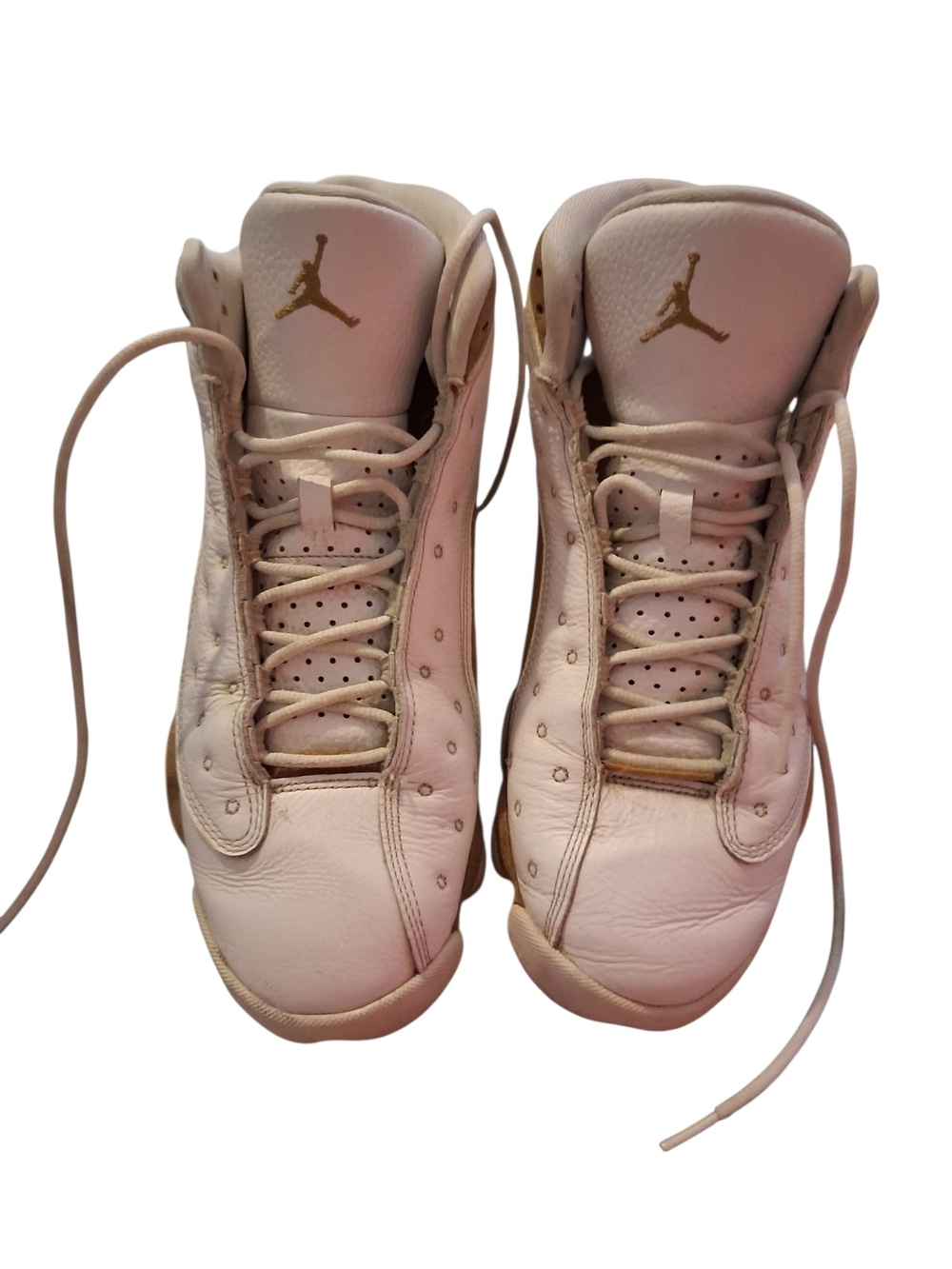 Nike Jordan Mens White and Gold Basketball Shoes